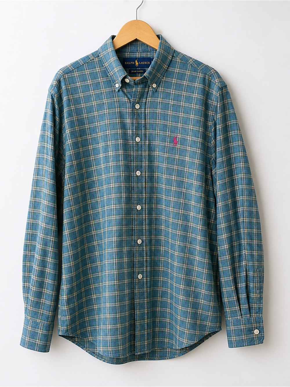 Ralph Lauren Blue Label Plaid Button Down Shirt Men’s L Cotton